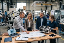 Custom machine manufacturing workflow from design planning to CNC machining and component assembly.